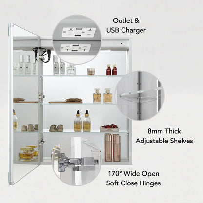 Blossom Pillar – 24 Inches LED Medicine Cabinet - MCL1 2432L