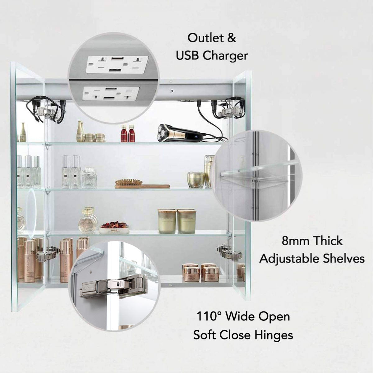 Blossom Sirius – 30 Inches LED Medicine Cabinet with Clock - MCL3 3032