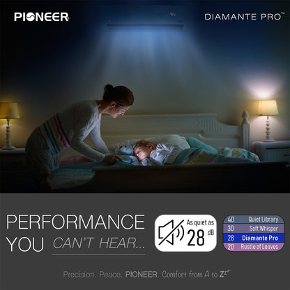 Pioneer Diamante Pro 9,000 BTU 19 SEER2 115V High-Wall Ductless Energy-Star Mini-Split Air Conditioner Inverter Heat Pump with 16 Ft. Kit - WYT009ALSI20RL