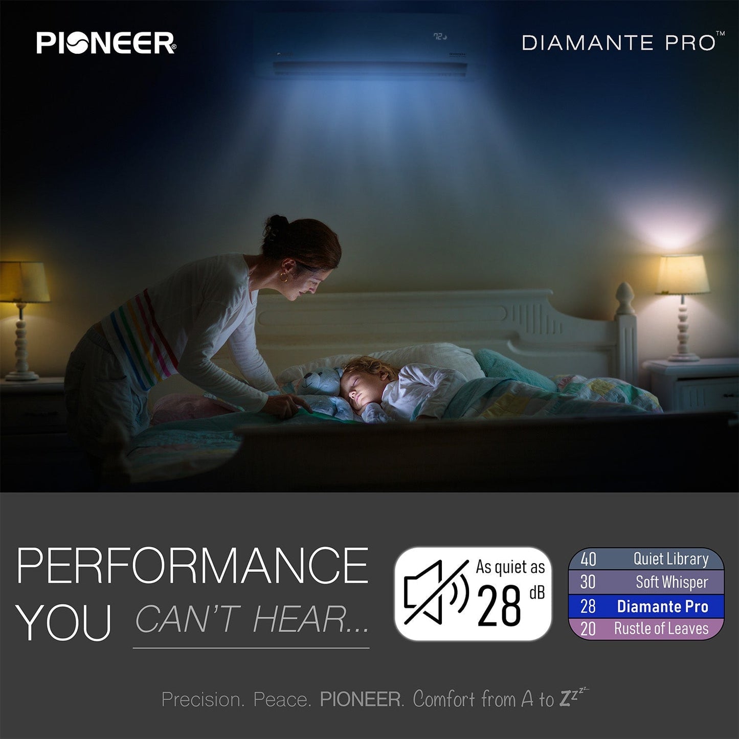 Pioneer Diamante Pro 9,000 BTU 20 SEER2 230V High-Wall Ductless Energy-Star Mini-Split Air Conditioner Inverter Heat Pump with 16 Ft. Kit - WYT009GLSI20RL