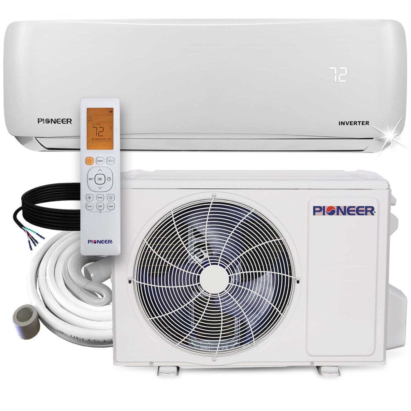 Pioneer 9,000 BTU 21.5 SEER2 Ductless Mini-Split Inverter+ Energy-Star Air Conditioner Heat Pump System Full Set 115V - WYS009AMFI20RL-10